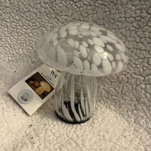 w&a glass white confetti mushroom light NWT